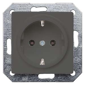 Siemens flush-mounted 1-slot electricity socket mechanism Delta I-System, grounded, black, IP20, 5UB1921 cover photo