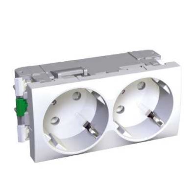 Schneider Electric 2-slot electricity socket Altira 45x90mm, grounded, child protection, white, ALB45252 cover photo
