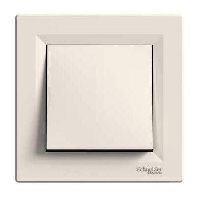 Schneider Electric flush-mounted 1-pole switch Asfore, with frame, beige, IP20, EPH0100323 cover photo