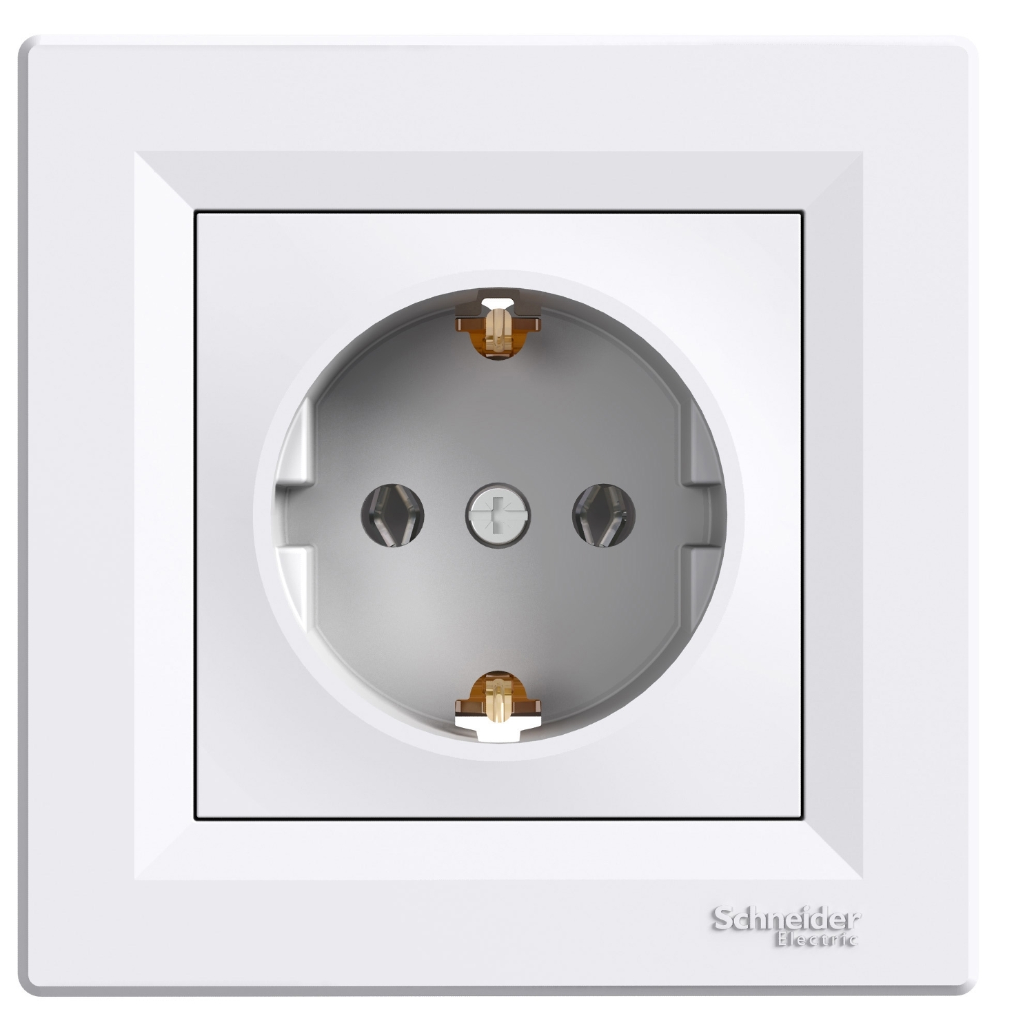 Schneider Electric flush-mounted 1-slot electricity socket Asfora, with frame, grounded, white, IP20, EPH2900121 cover photo