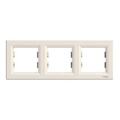 Schneider Electric socket frame 3-slot Asfora, horizontal, beige, EPH5800323 cover photo