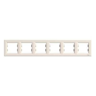 Schneider Electric socket frame 6-slot Asfora, horizontal, beige, EPH5800623 cover photo