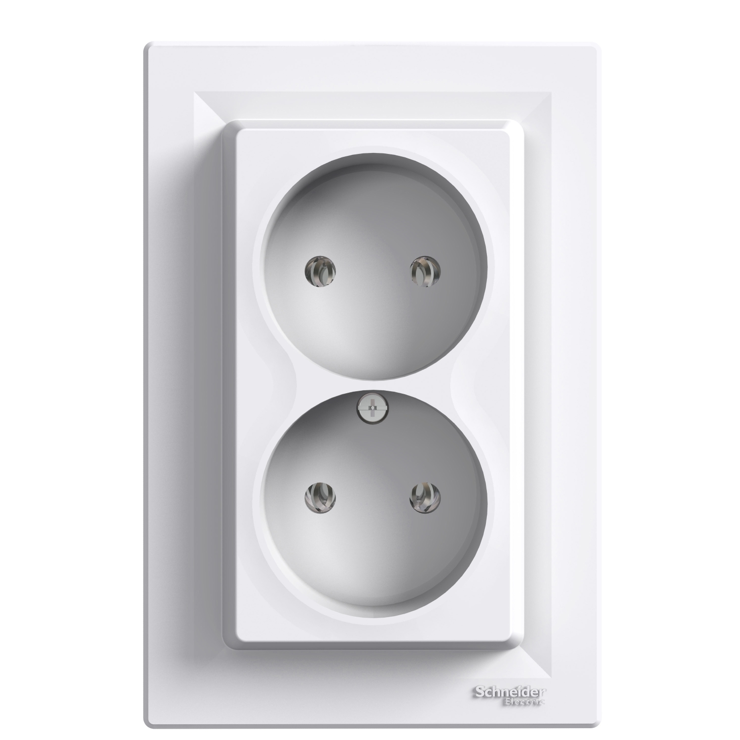 Schneider Electric flush-mounted double 2-slot electricity socket Asfora, with frame, white, IP20, EPH9700121 cover photo