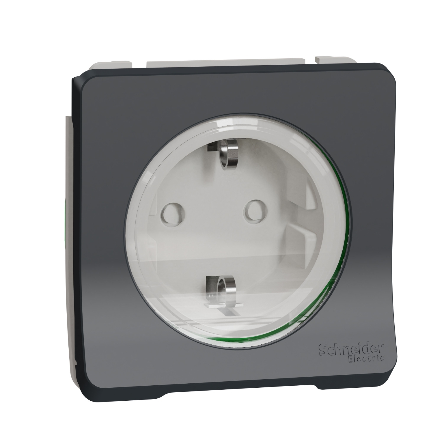 Schneider Electric flush-mounted 1-slot electricity socket Mureva, grounded, anthracite, IP55 IK08, MUR36134 cover photo