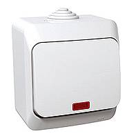 Schneider Electric two-way switch surface-mounted CEDAR Plus, white, IP44, with lamp, WDE000561 cover photo