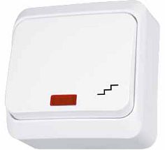 Schneider Electric two-way switch surface-mounted Prima, white, IP20, with lamp, WDE001061 cover photo