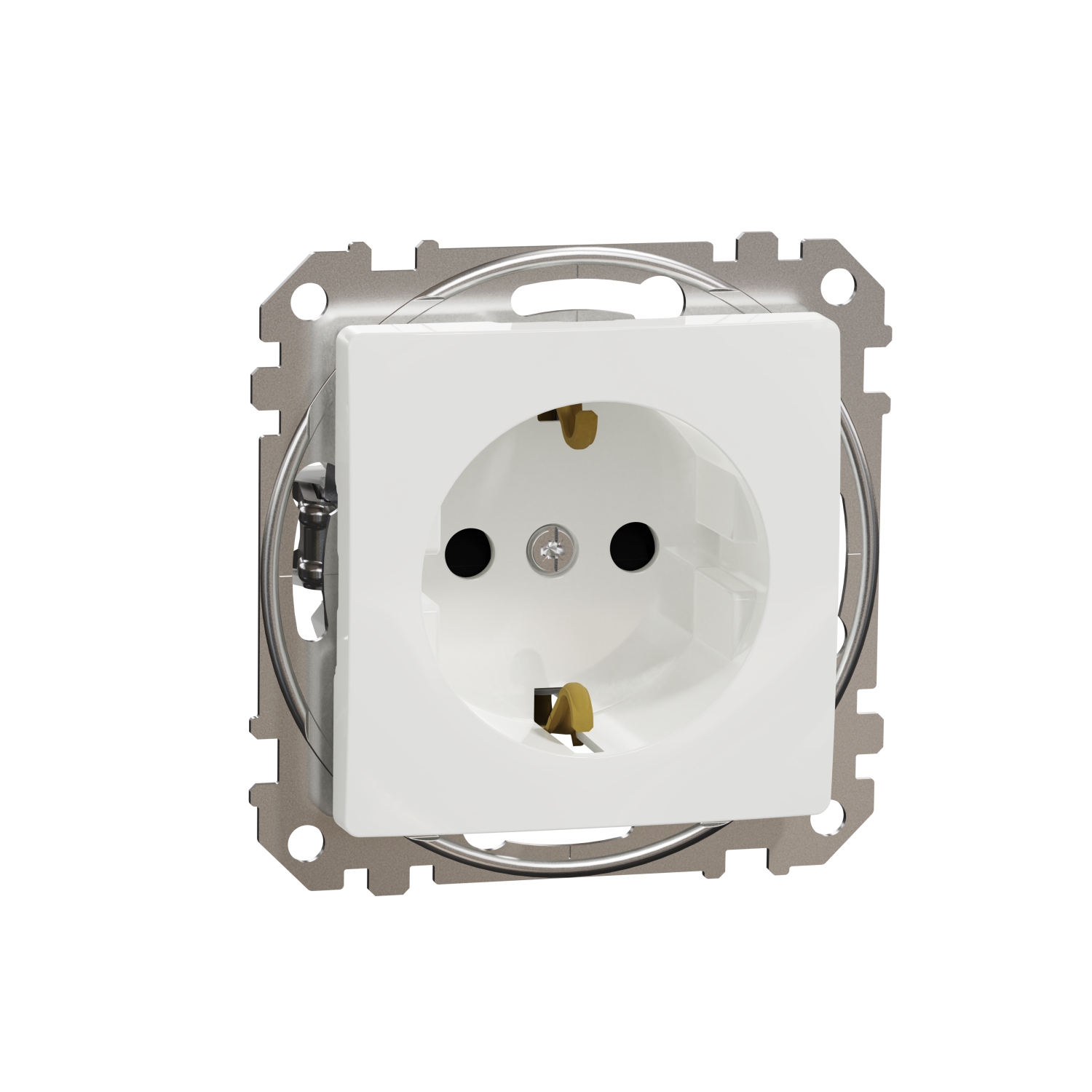 Schneider Electric flush-mounted 1-slot electricity socket mechanism Sedna Design, grounded, child protection, white, SDD111021 cover photo