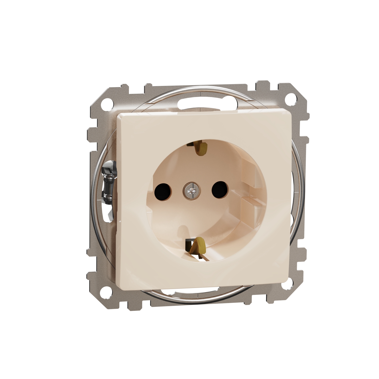 Schneider Electric flush-mounted 1-slot electricity socket mechanism Sedna Design, grounded, child protection, beige, SDD112021 cover photo