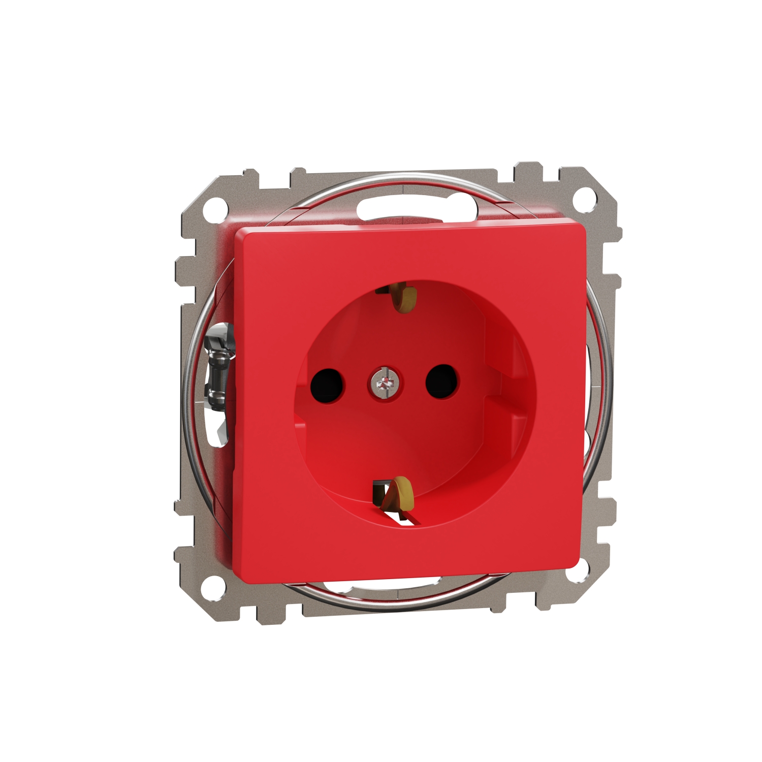 Schneider Electric flush-mounted 1-slot electricity socket mechanism Sedna Design, grounded, child protection, red, SDD115021 cover photo