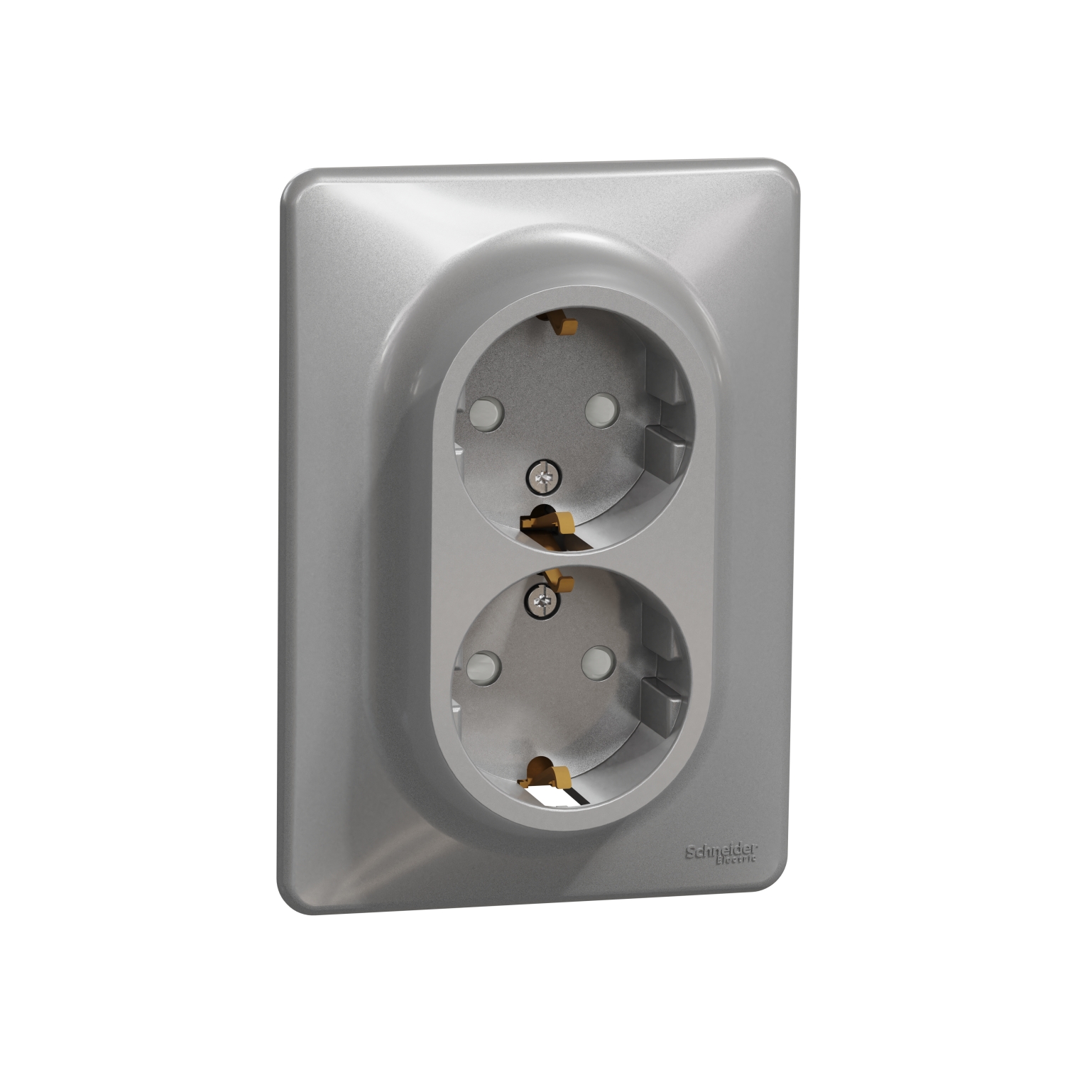 Schneider Electric flush-mounted 2-slot electricity socket Sedna Design, grounded, child protection, aluminum, SDD313221 cover photo