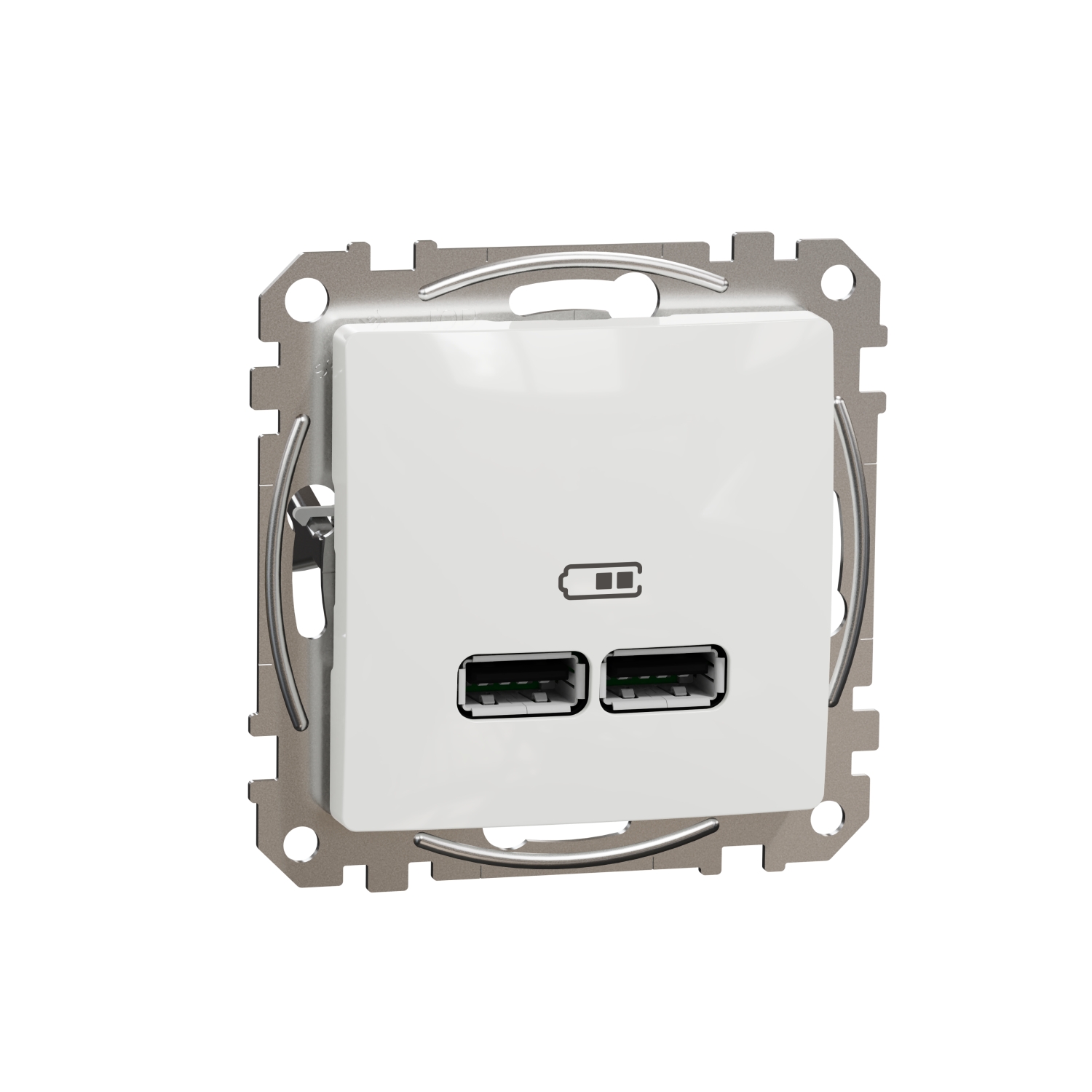 Schneider Electric flush-mounted 2-slot USB charger mechanism Sedna Design, A+A, max 2.1A, white, SDD111401 cover photo