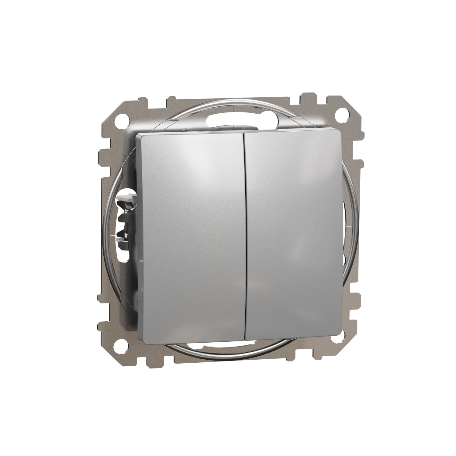 Schneider Electric flush-mounted double-button impusle switch mechanism Sedna Design (1+1), aluminum, SDD113118 cover photo
