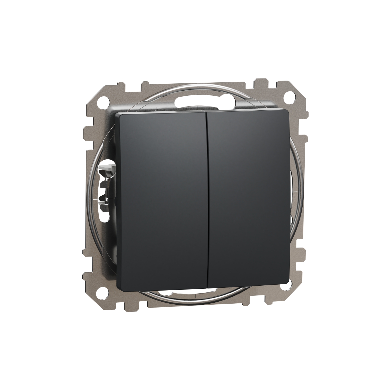 Schneider Electric flush-mounted double-button impusle switch mechanism Sedna Design (1+1), anthracite, SDD114118 cover photo