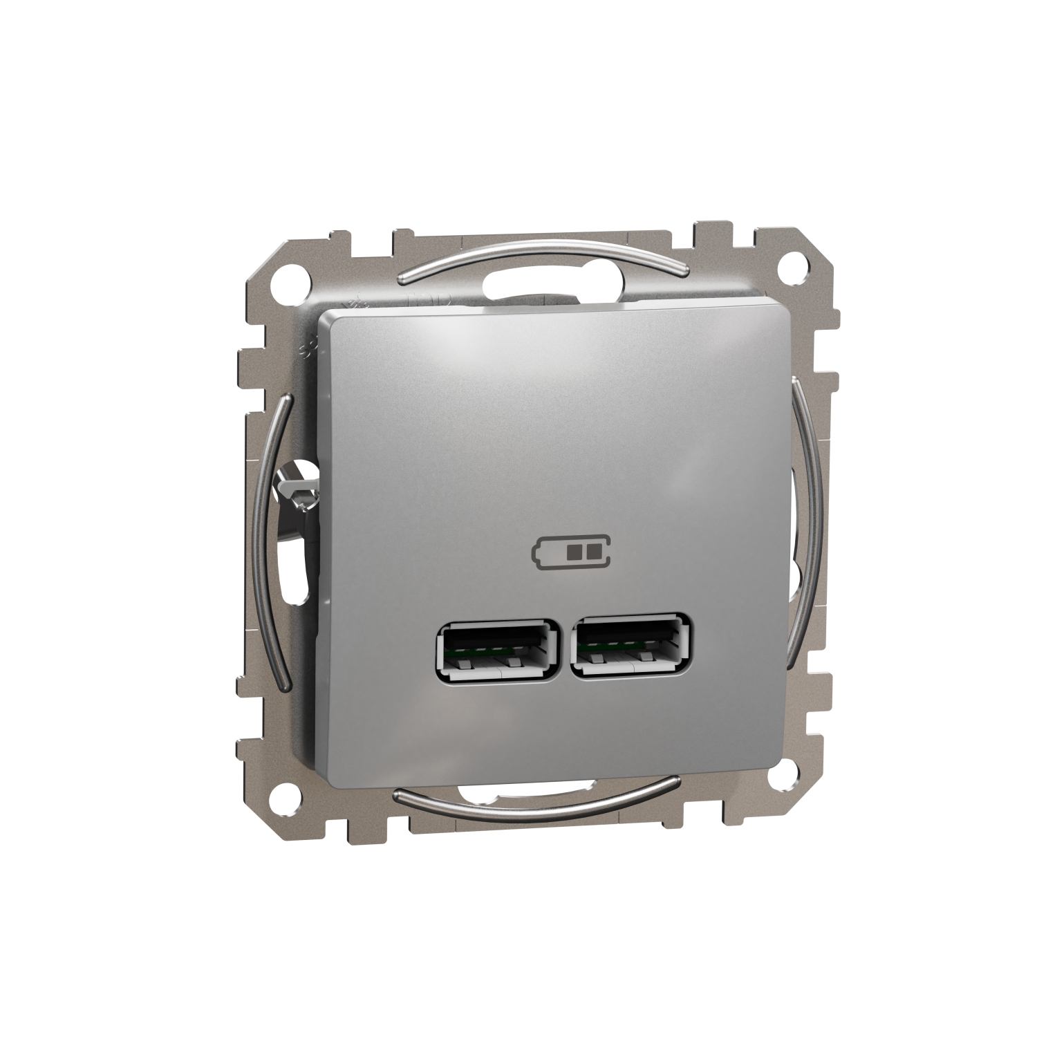 Schneider Electric flush-mounted 2-slot USB charger mechanism Sedna Design, A+A, max 2.1A, aluminum, SDD113401 cover photo