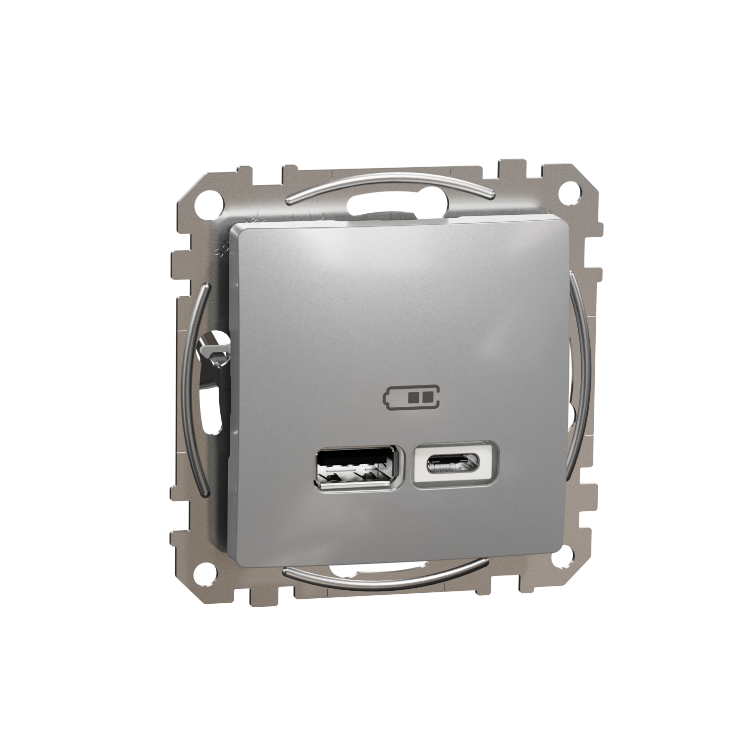 Schneider Electric flush-mounted 2-slot USB charger mechanism Sedna Design, A+C, max 2.4A, aluminum, SDD113402 cover photo