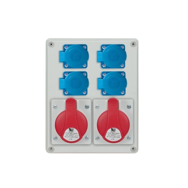 Pawbol equipped sockets switchboard R-BOX 240 4xSchuko/2x5p16A IP44, B.1096-S cover photo