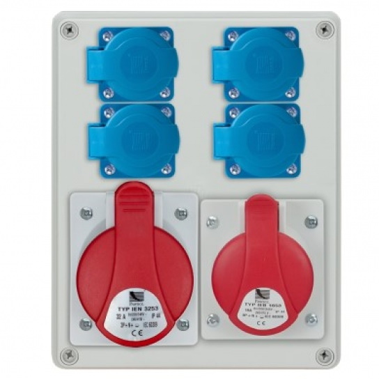 Pawbol equipped sockets switchboard R-BOX 240 4xShuko+5p16A+5p32A IP44, B.1100-02-S cover photo