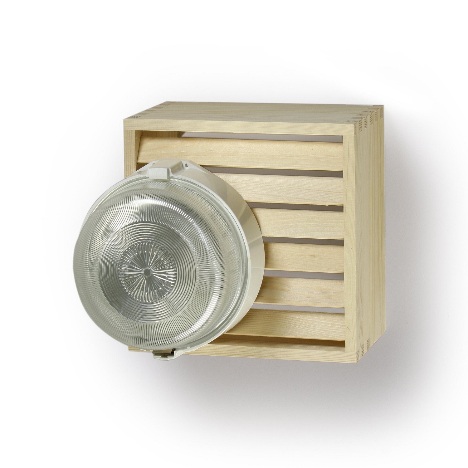 Ensto sauna lighting 1x60W E27 IP44 white with wooden cover AVH11.2 cover photo