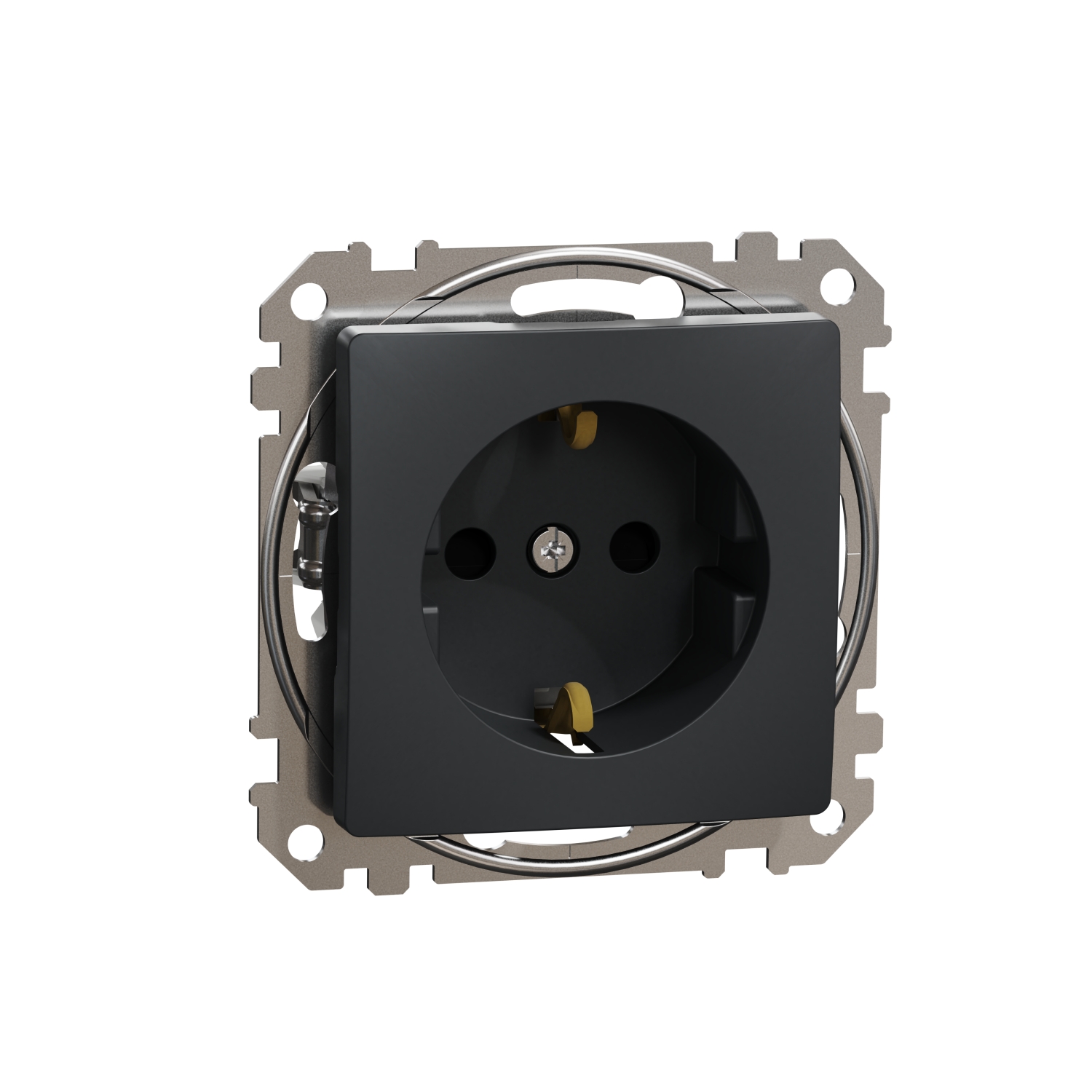 Schneider Electric flush-mounted 1-slot electricity socket mechanism Sedna Design, grounded, anthracite, SDD114022 cover photo