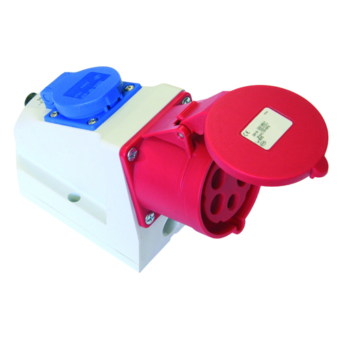 IDE combined electricity socket surface-mounted 3P+N+E 16A 400V+ Schucko 230V IP44, 00313 cover photo