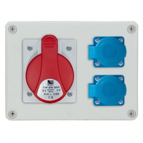 Pawbol equipped sockets switchboard R-BOX 2xShuko 16A+5p32A IP44, B.1603-S cover photo