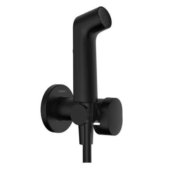 Hansgrohe Bidette hand shower 1jet S EcoSmart+ for mixed water with shower holder and shower hose 1250mm, matt black, HG29232670 cover photo