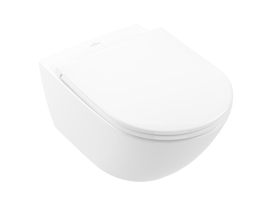 Villeroy & Boch WC with QR/SC seat Universo Rimless, wall mounted, 370x560mm, TwistFlush, AntiBac, white, 4670T901 cover photo
