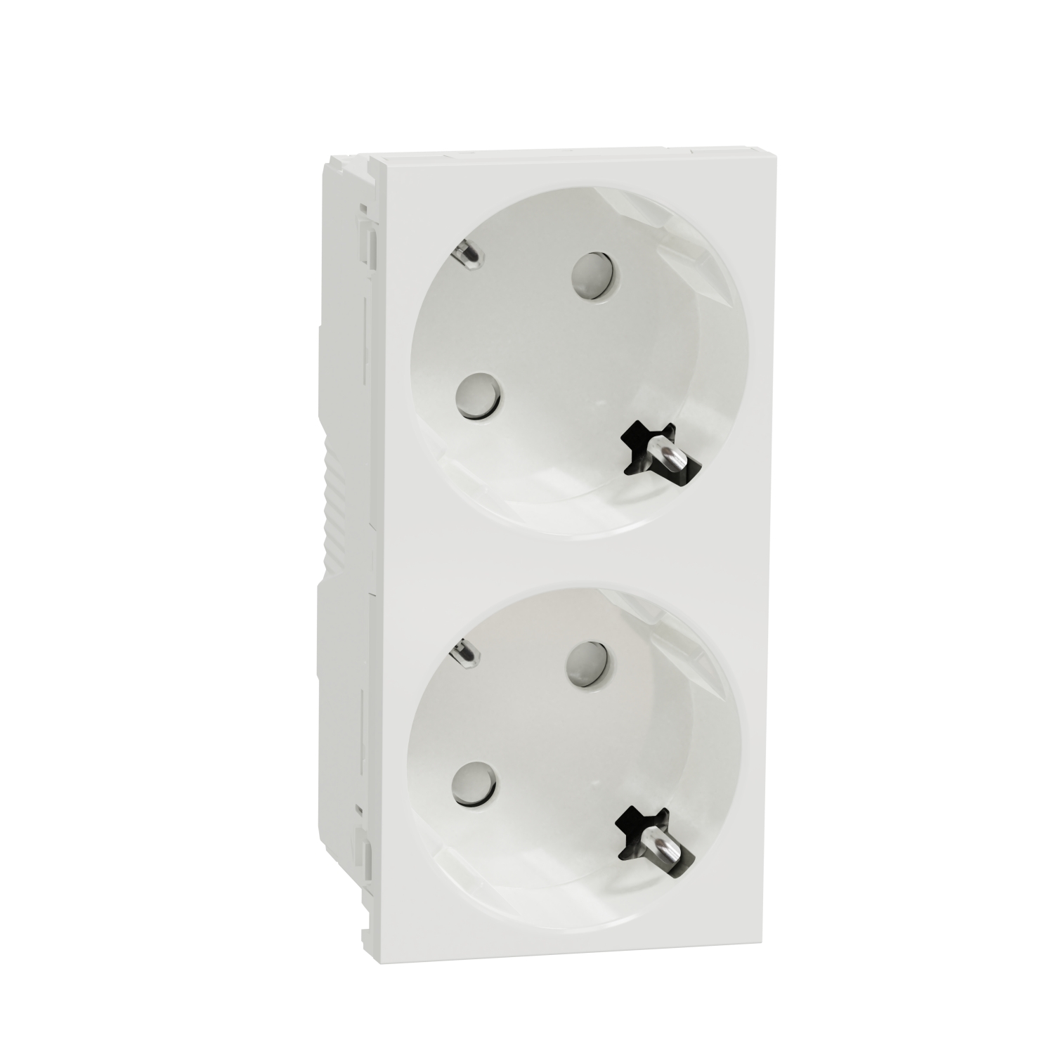 Schneider Electric cocket 2-slots flush-mounting (mechanism) with grounding 16A white IP21 New Unica, NU306618 cover photo