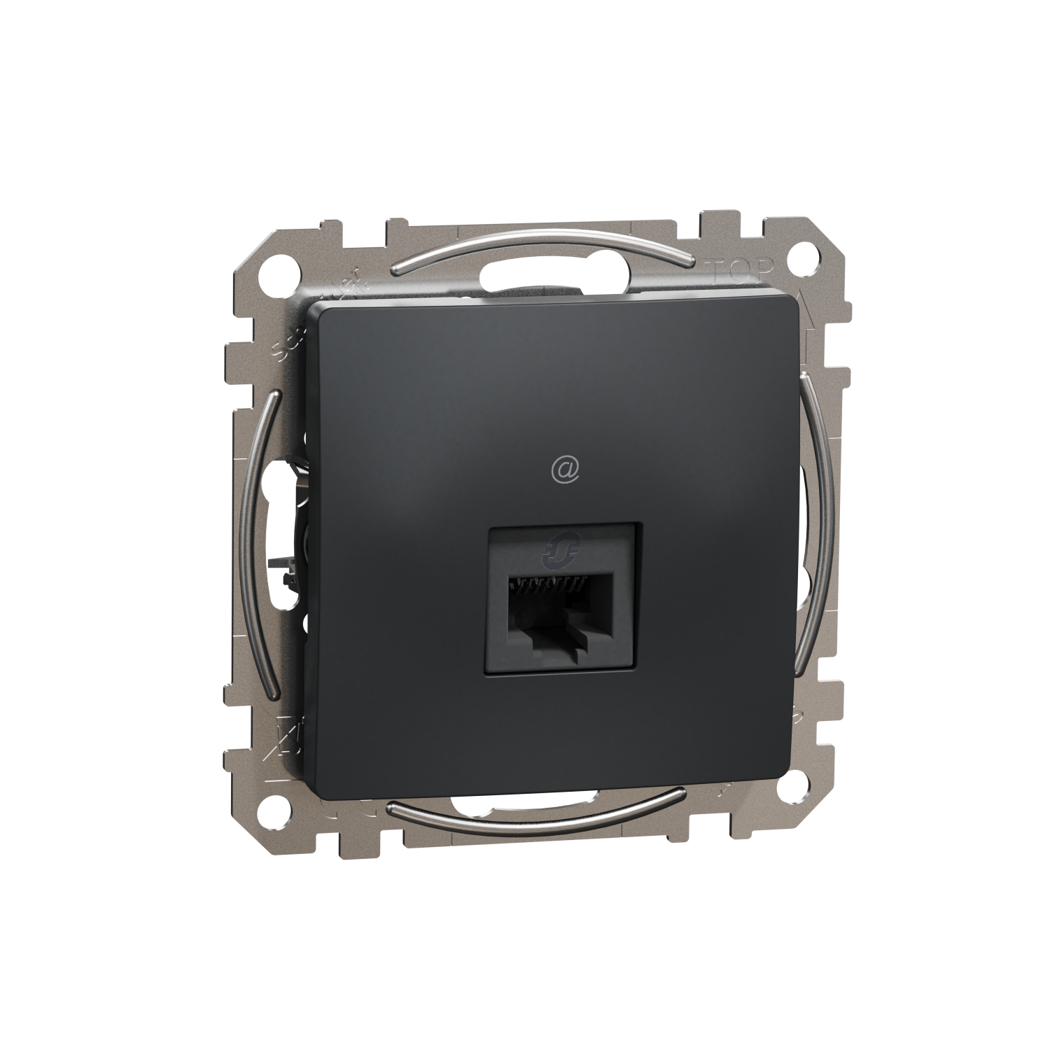 Schneider Electric flush mounted data socket mechanism 1xRJ45 CAT6 UTP anthracite SEDNA Design, SDD114461 cover photo