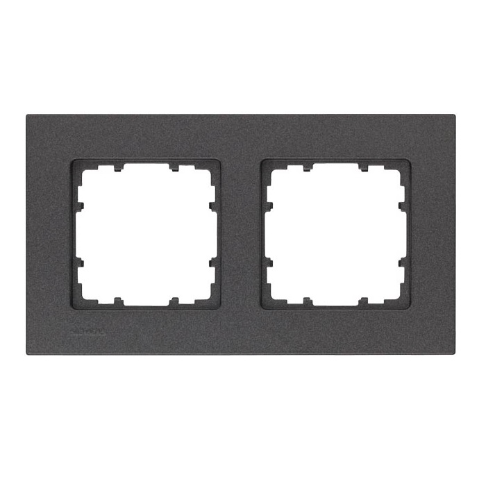 Siemens 2-slot socket frame, carbon black DELTA MIRO, 5TG1112-2 cover photo