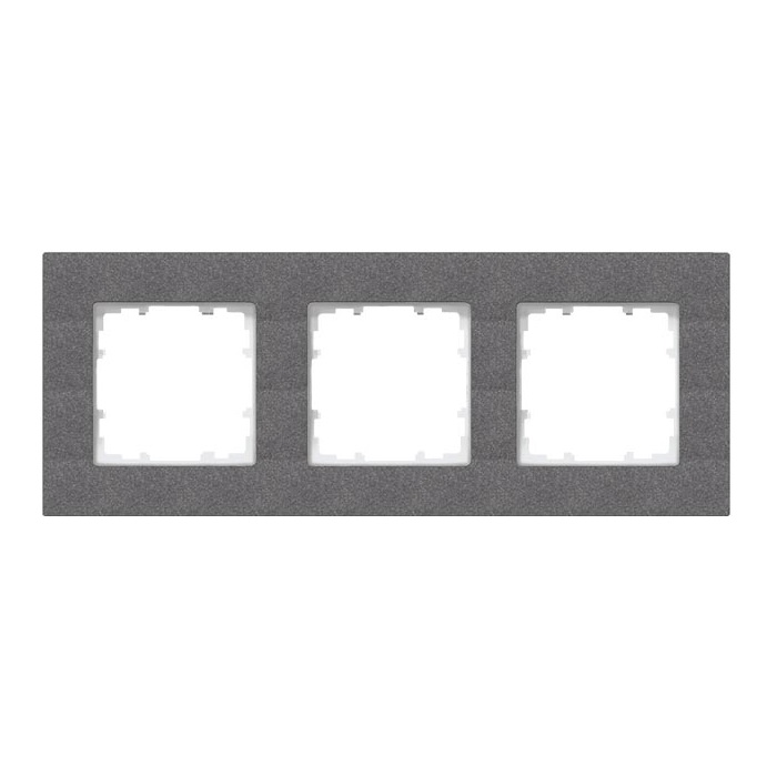 Siemens 3-slot socket frame, carbon black DELTA MIRO, 5TG1113-2 cover photo