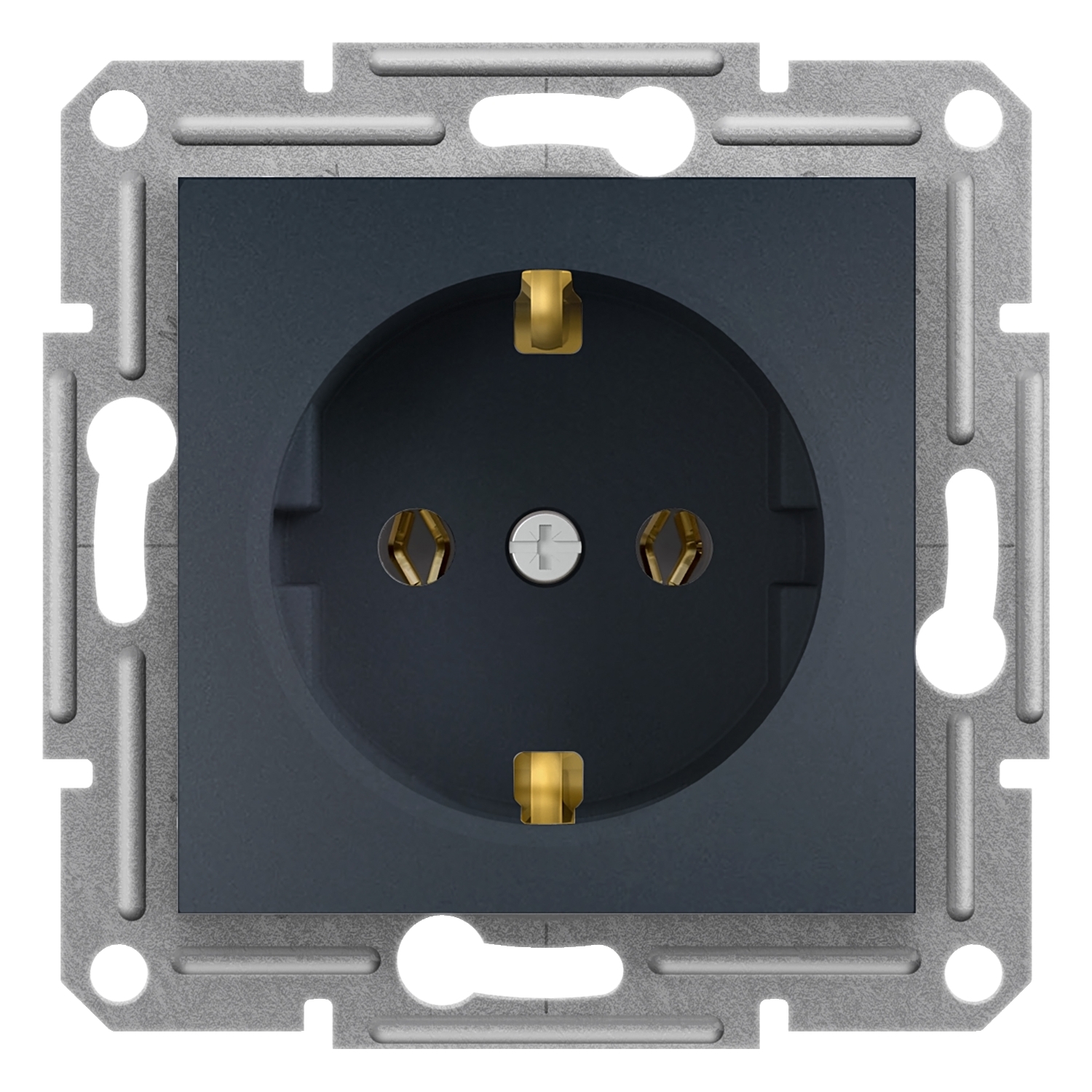 Schneider Electric 1-slot electricity socket mechanism, grounded, anthracite Asfora, EPH2900171 cover photo