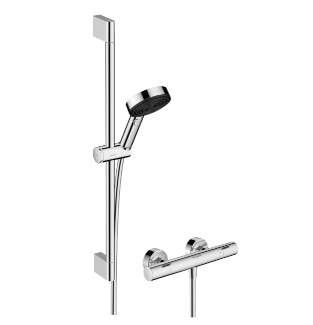 Hansgrohe shower thermostat Ecostat Fine with shower set Pulsify Select S 105 3jet Relaxation EcoSmart, chrome, HG24262000 cover photo