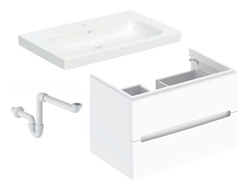 Geberit set - washbasin with siphon and cabinet Modo, 800mm, 2A, white, KK MODO 800 WH cover photo