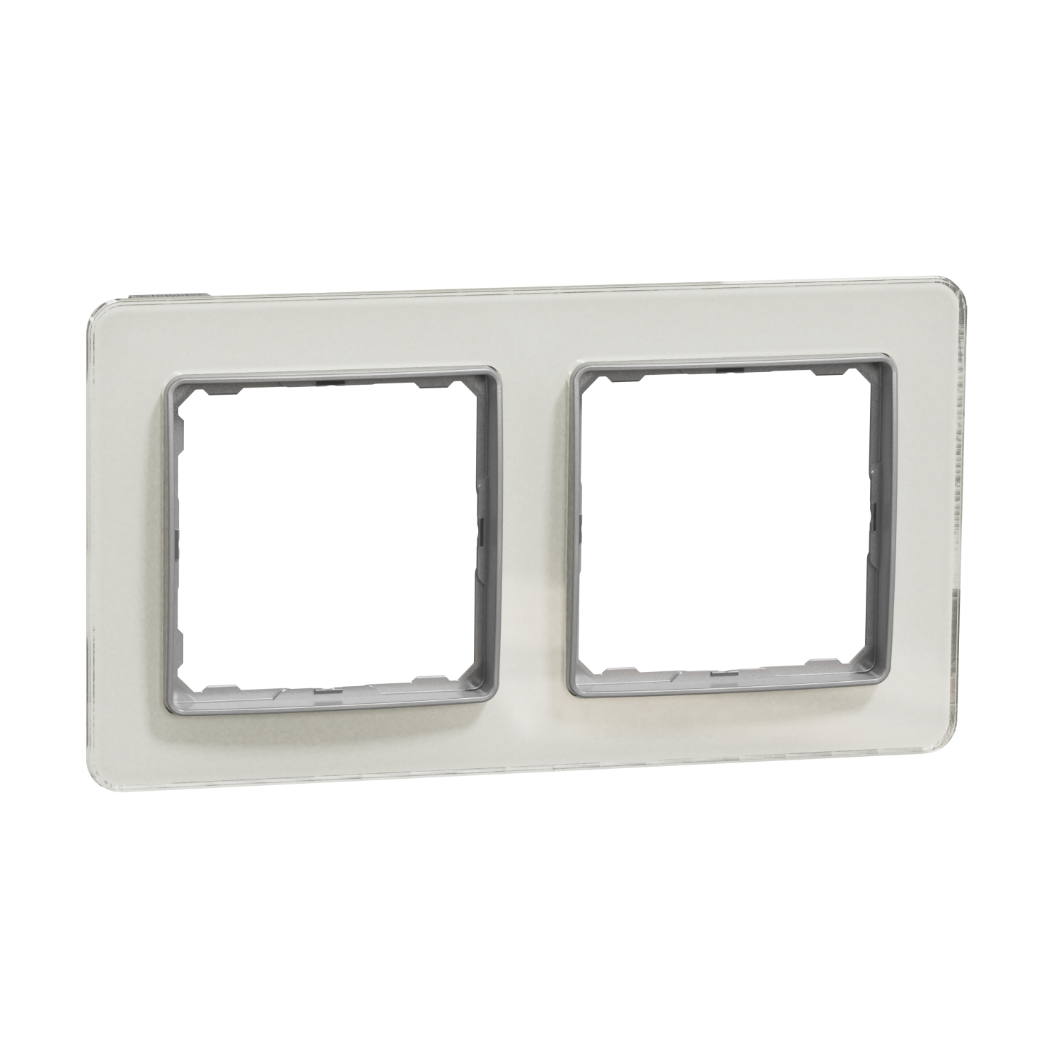 Schneider Electric socket frame 2-slot Sedna Elements, glass imitation, glossy white, SDD360802 cover photo