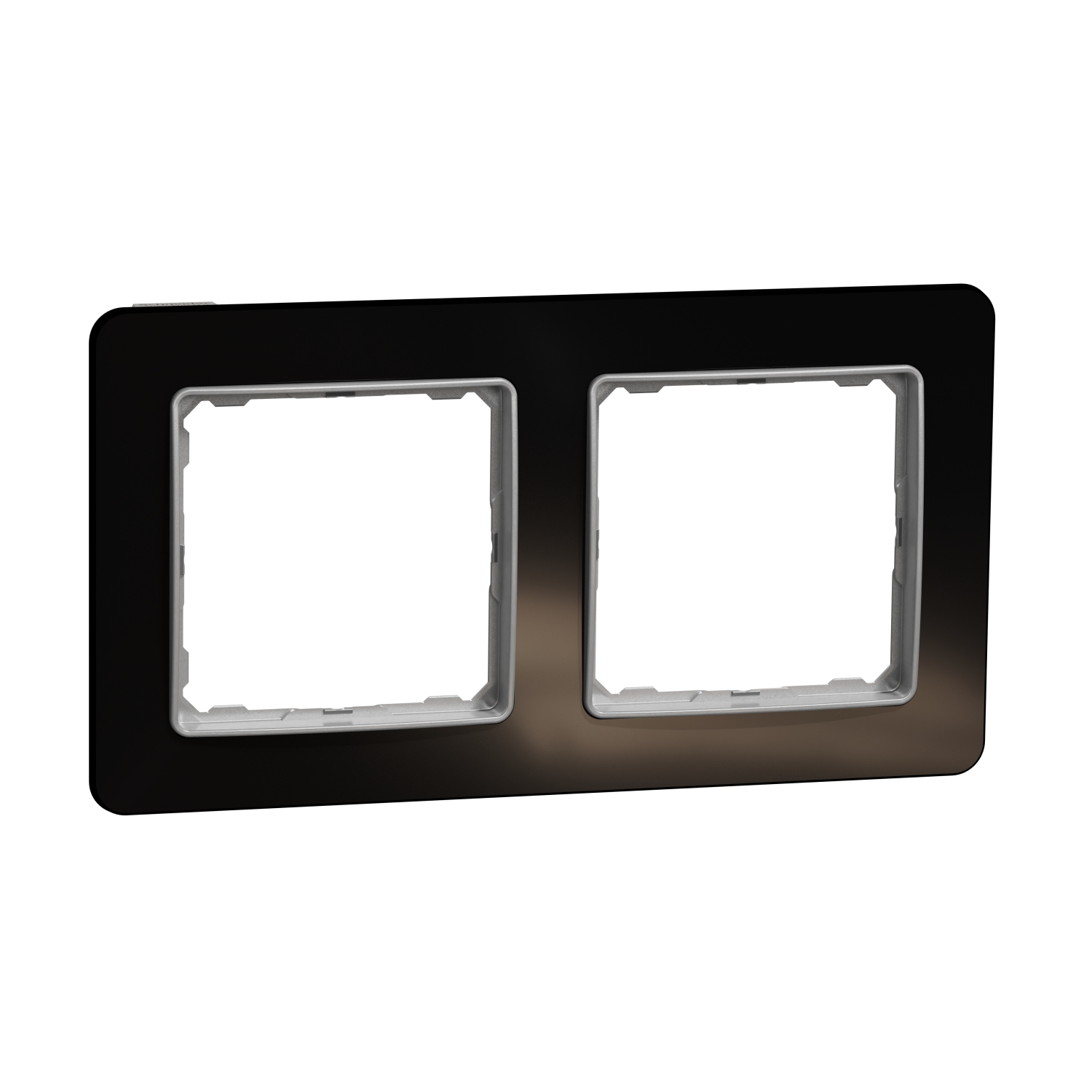 Schneider Electric socket frame 2-slot Sedna Elements, glass imitation, glossy black, SDD361802 cover photo