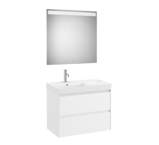 Roca furniture set Ona (vanity unit with washbasin and mirror) 800mm, matte white, A851708509 cover photo