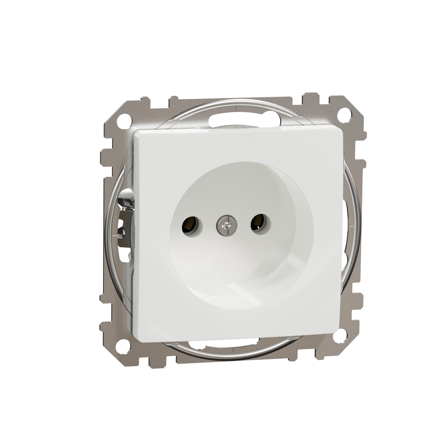 Schneider Electric flush mounted 1-slot electricity socket mechanism, without ground, white Sedna Design, SDD111035 cover photo