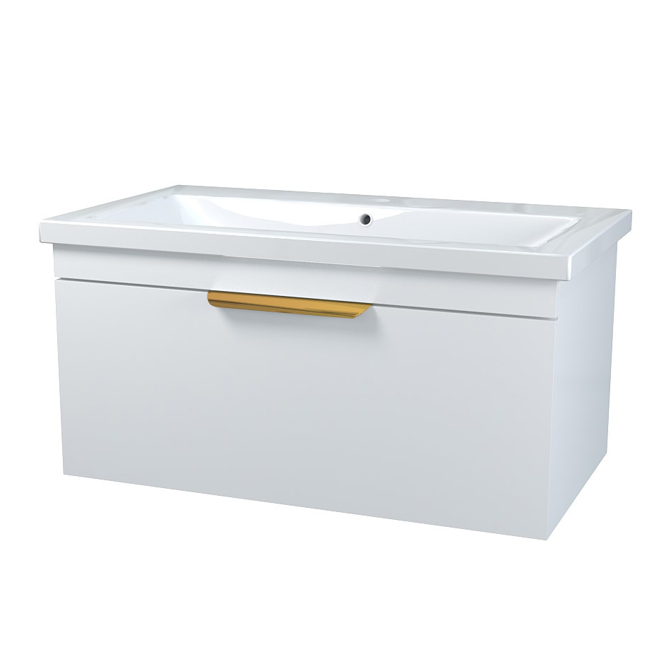 Sanservis vanity unit Katalonija 100 with washbasin Como 100 white, gold handles cover photo